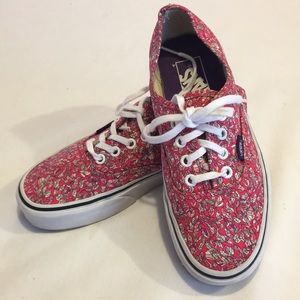 Vans Womens Pink Leaf Shoes Size 6 Worn 2 Hrs MINT